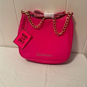 Juicy Couture Vibrant Pink Shoulder Bag with Gold Chain